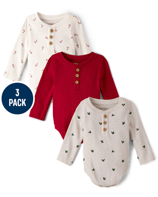 Baby Holiday Henley Bodysuit 3-Pack - Homegrown by Gymboree
