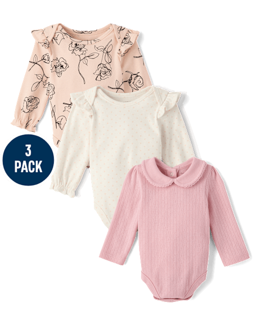 Baby Girls Rose Bodysuit 3-Pack - Homegrown By Gymboree