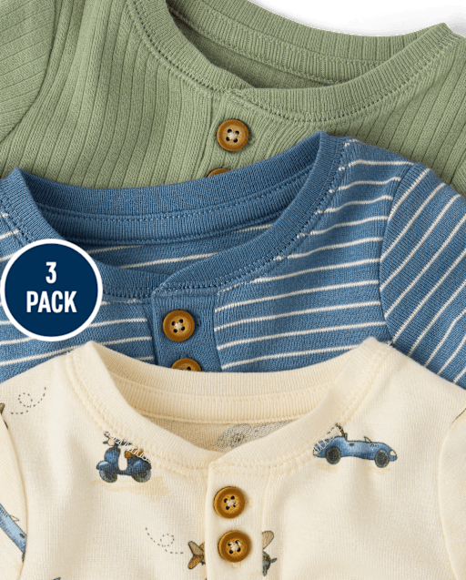 Baby Boys Vehicle Henley Bodysuit 3-Pack - lbl_product_image_view_2