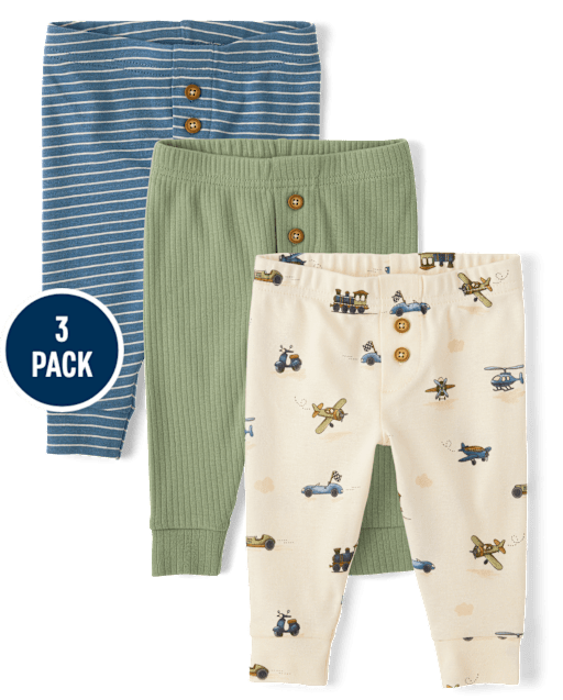 Baby Boys Vehicle Pants 3-Pack