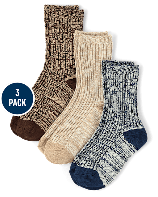 Boys Marled Crew Socks 3-Pack - Little Essentials