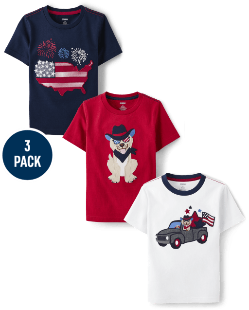 Boys Embroidered Top 3-Pack - American Cutie
