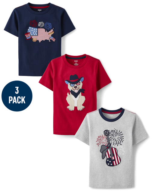 Boys Embroidered Americana Top 3-Pack - American Cutie