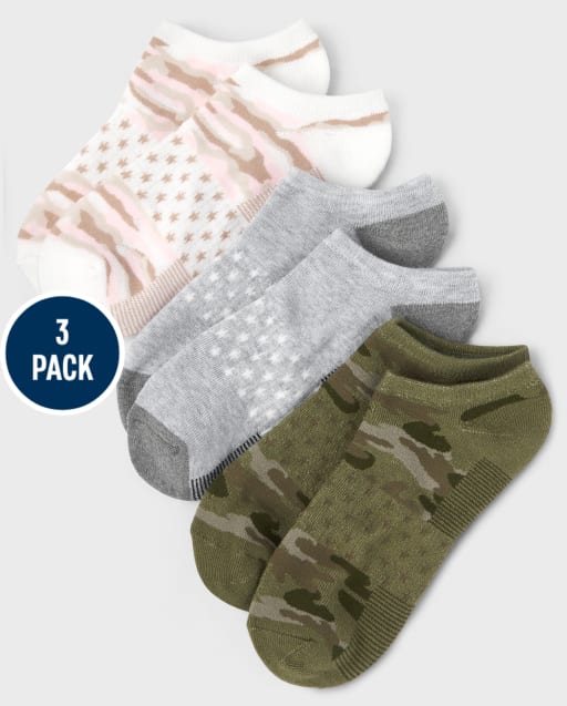 Paquete de 3 pares de calcetines tobilleros bajos de camuflaje