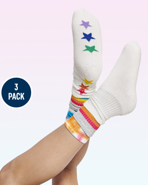 Paquete de 3 calcetines con diseño de arcoíris para niñas preadolescentes