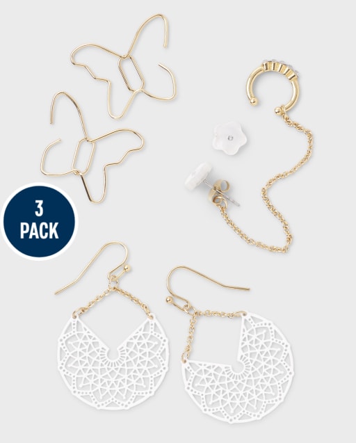 Tween Girls Lace Earrings 3-Pack