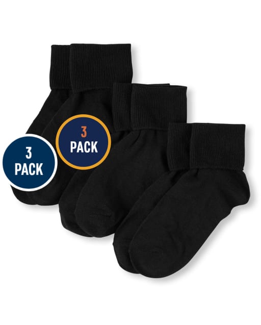 Girls Turn Cuff Socks 3-Pack