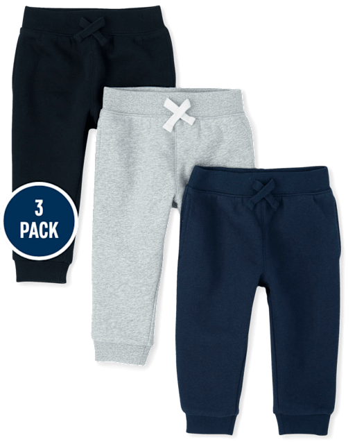 Baby And Toddler Fleece Jogger Pants 3-Pack