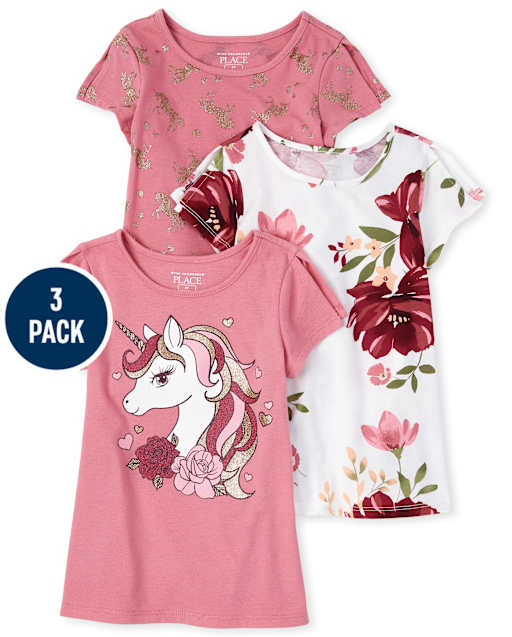 Paquete de 3 tops tipo túnica para niñas pequeñas
