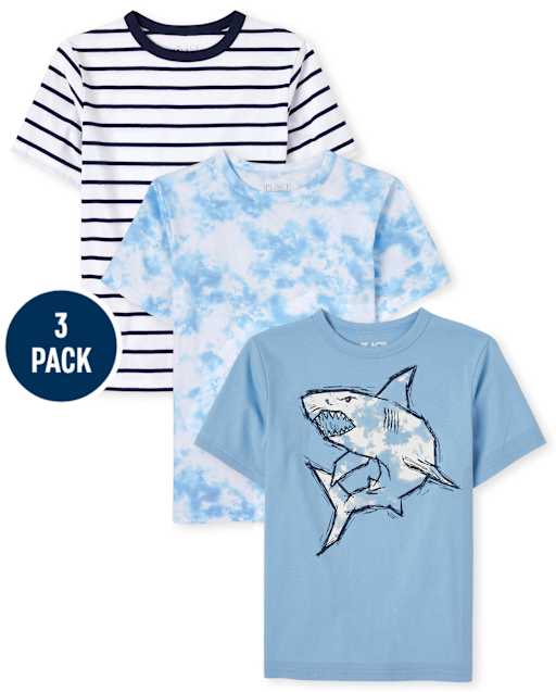 Pack de 3 camisetas con estampado de tiburón para niño