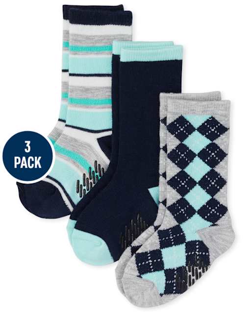 Toddler Boys Dressy Crew Socks 3-Pack
