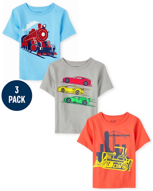 Baby And Toddler Boys Transportation Graphic Tee 3-Pack