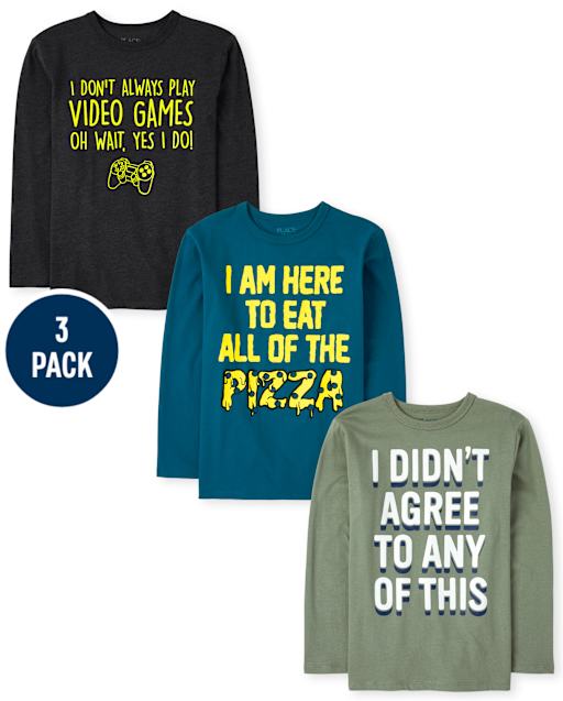 Paquete de 3 camisetas con estampado de humor para niños