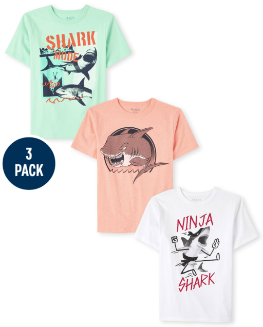 Boys Shark Graphic Tee 3-Pack
