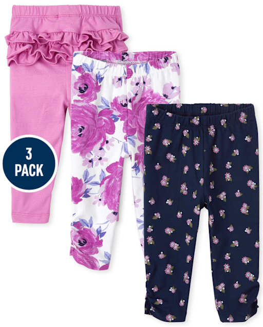 Baby Girls Ruffle Leggings 3-Pack