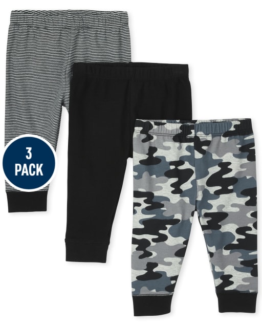 Baby Boys Camo Striped Pants 3-Pack