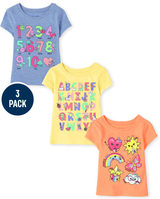 Baby And Toddler Girls Education Graphic Tee 3-Pack