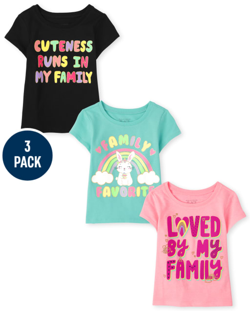 Baby And Toddler Girls Family Graphic Tee 3-Pack