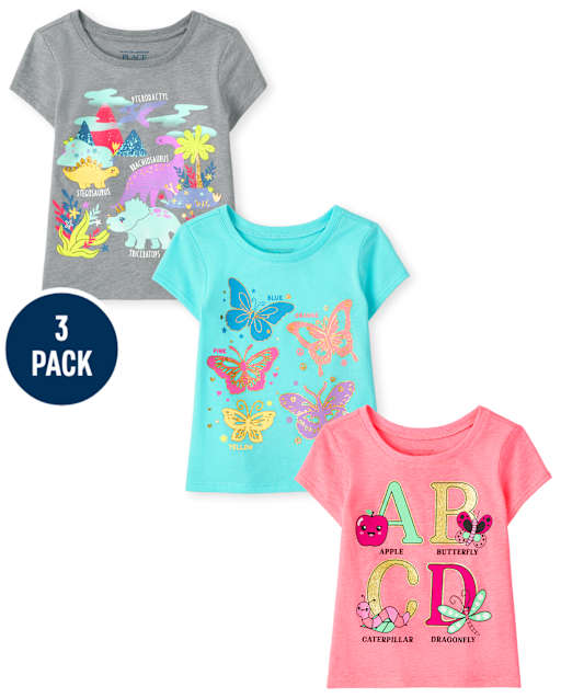 Baby And Toddler Girls Trend Graphic Tee 3-Pack