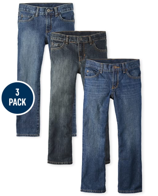 Paquete de 3 jeans básicos con corte de bota para niños