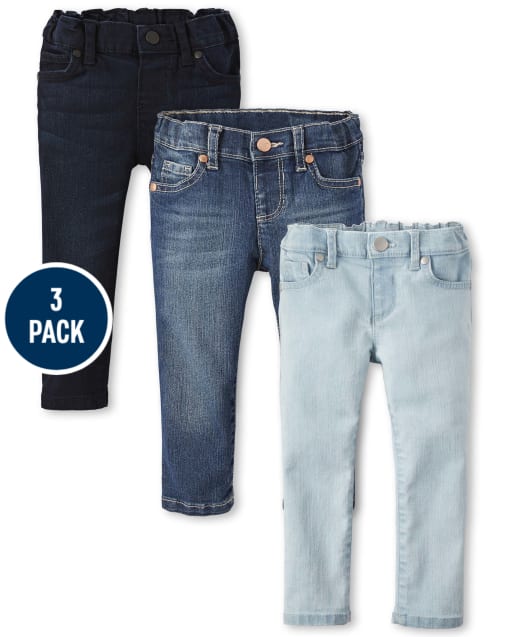 Paquete de 3 jeans ajustados básicos para bebés y niñas pequeñas