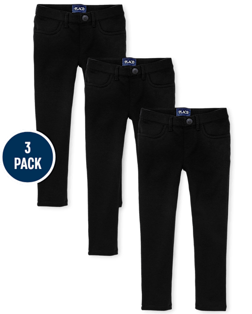 Girls Uniform Ponte Knit Pull On Jeggings 3-Pack