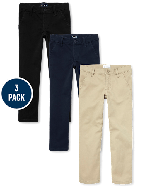 Paquete de 3 pantalones chinos ajustados elásticos para niña - Plus