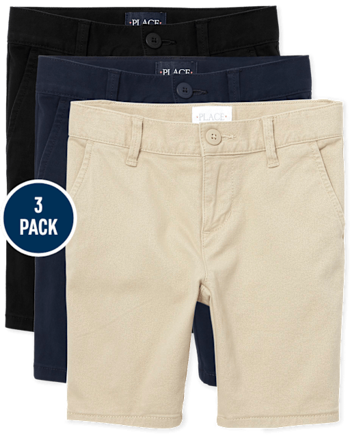 Girls Uniform Stretch Chino Shorts 3-Pack