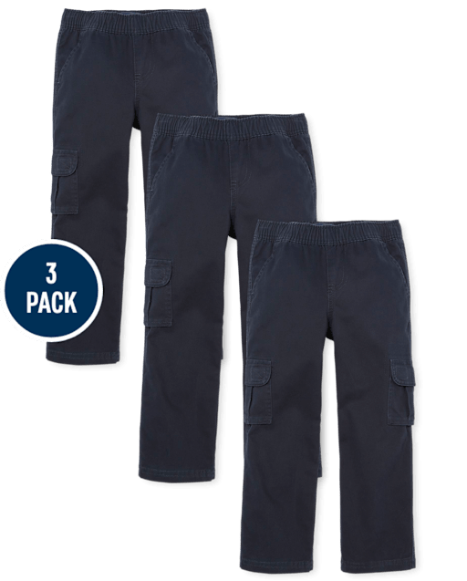 Ensemble de 3 pantalons cargo à enfiler pour garçon
