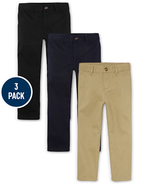 Pantalón chino de uniforme para niño, paquete de 3