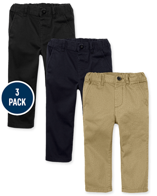 Lot de 3 pantalons chino droits et décontractés pour bébés et tout-petits garçons