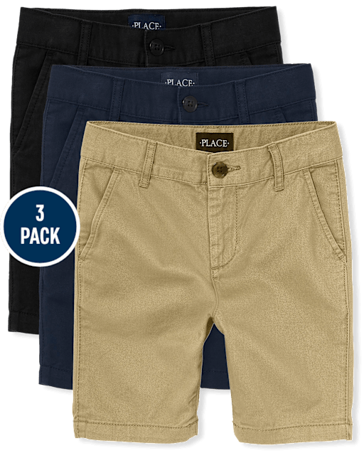 Boys Uniform Stretch Chino Shorts 3-Pack