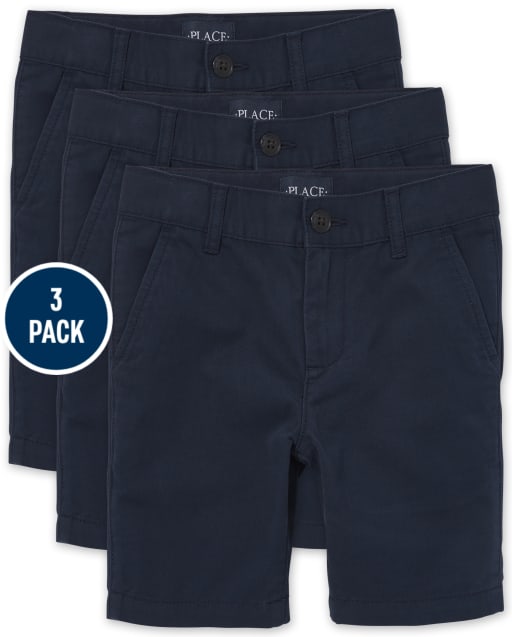 Boys Uniform Stretch Chino Shorts 3-Pack