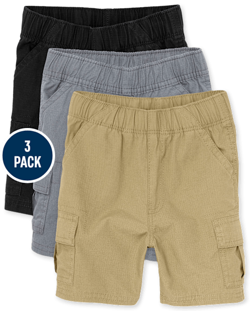 Lot de 3 shorts cargo à enfiler pour bébés et tout-petits garçons