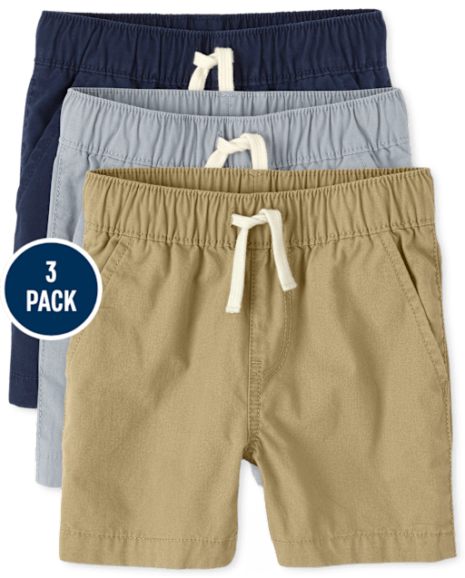 Baby And Toddler Boys Pull On Jogger Shorts 3-Pack