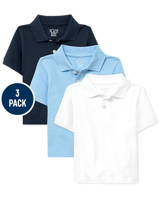Lot de 3 polos uniformes en piqué pour bébés et tout-petits garçons