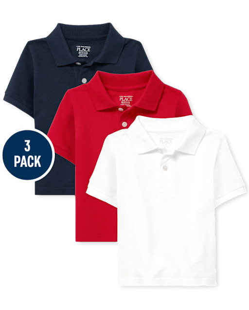 Lot de 3 polos uniformes en piqué pour bébés et tout-petits garçons