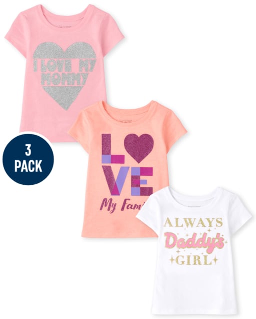 Toddler Girls Family Graphic Tee 3-Pack