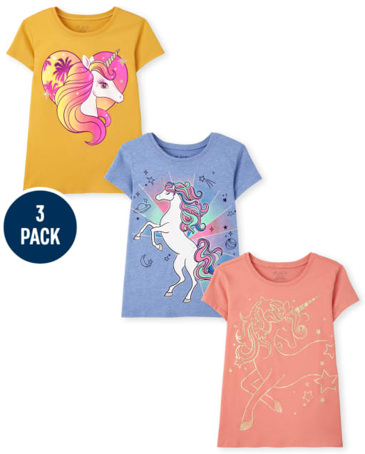 Girls Unicorn Graphic Tee 3-Pack