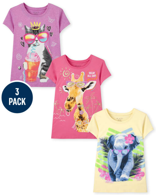 Girls Animals Graphic Tee 3-Pack