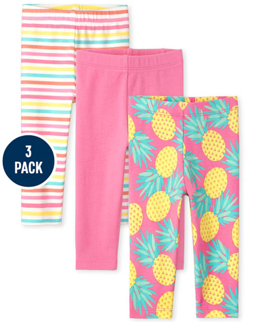 Paquete de 3 leggings capri para niñas pequeñas