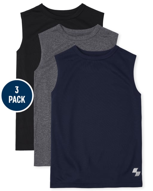 Pack de 3 camisetas sin mangas ajustadas de rendimiento para niños