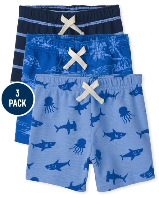 Toddler Boys Ocean French Terry Shorts 3-Pack