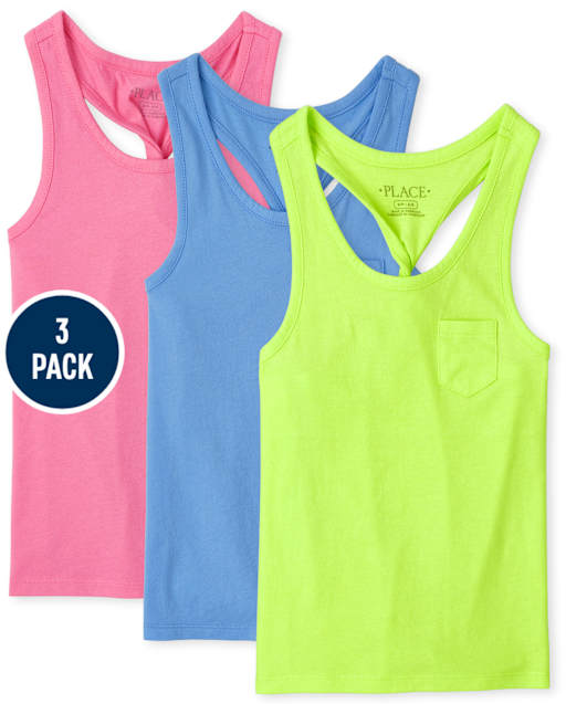 Girls Twist Back Tank Top 3-Pack