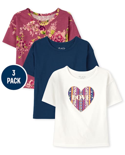 Lot de 3 hauts boxy pour filles