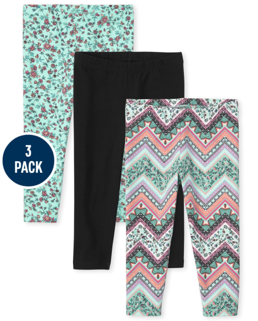 Girls Print Capri Leggings 3-Pack