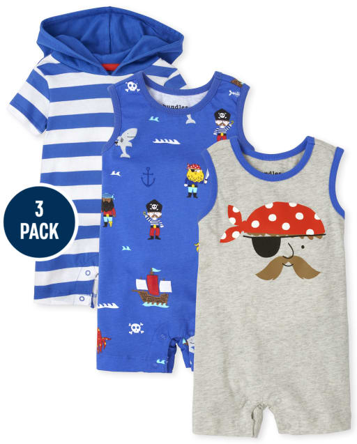 Baby Boys Pirate Romper 3-Pack