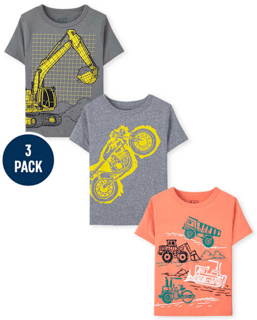 Toddler Boys Construction Graphic Tee 3-Pack