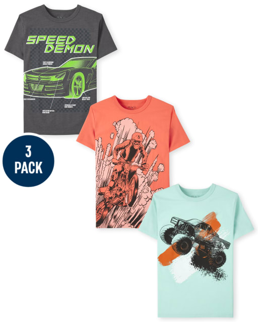 Paquete de 3 camisetas con estampado de Cars para niños