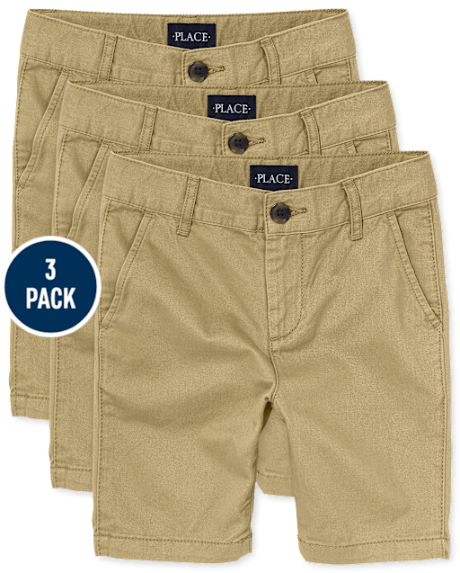 Boys Uniform Stretch Chino Shorts 3-Pack - Husky